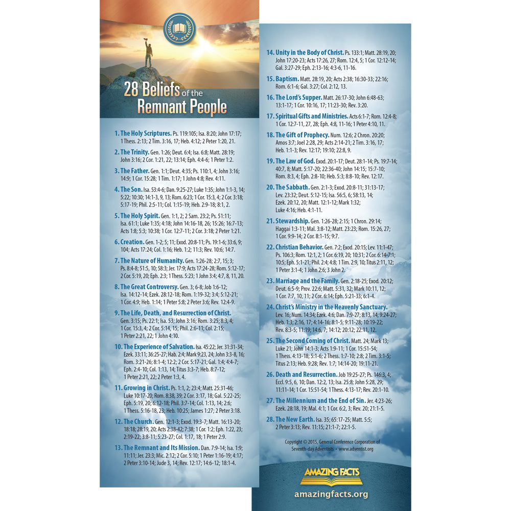 28 Fundamental Beliefs Bookmark (25/Pack)